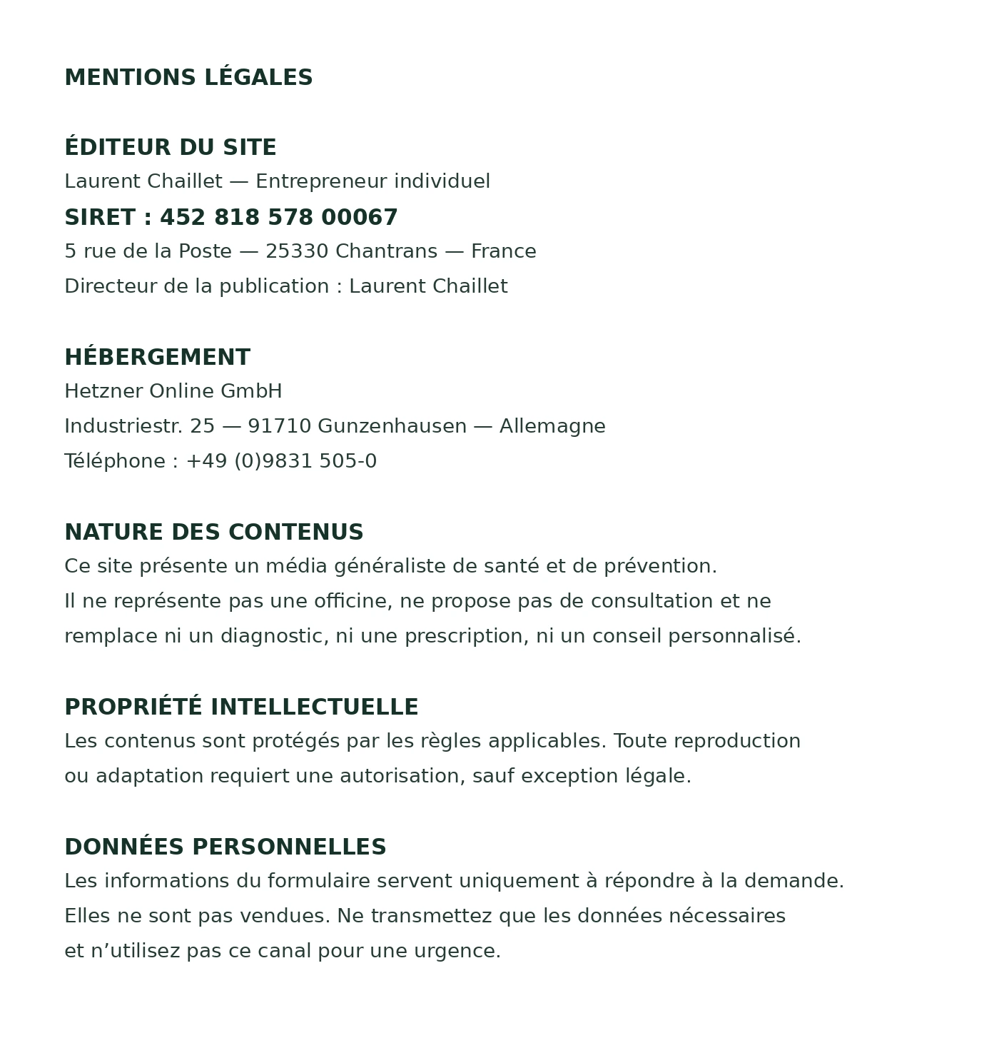 Mentions légales complètes